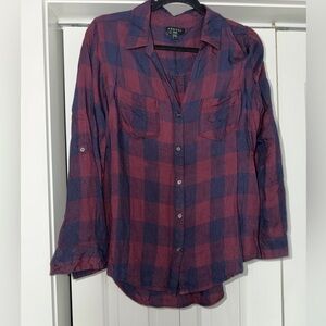 Tinsel Burgundy and Navy Plaid Shirt